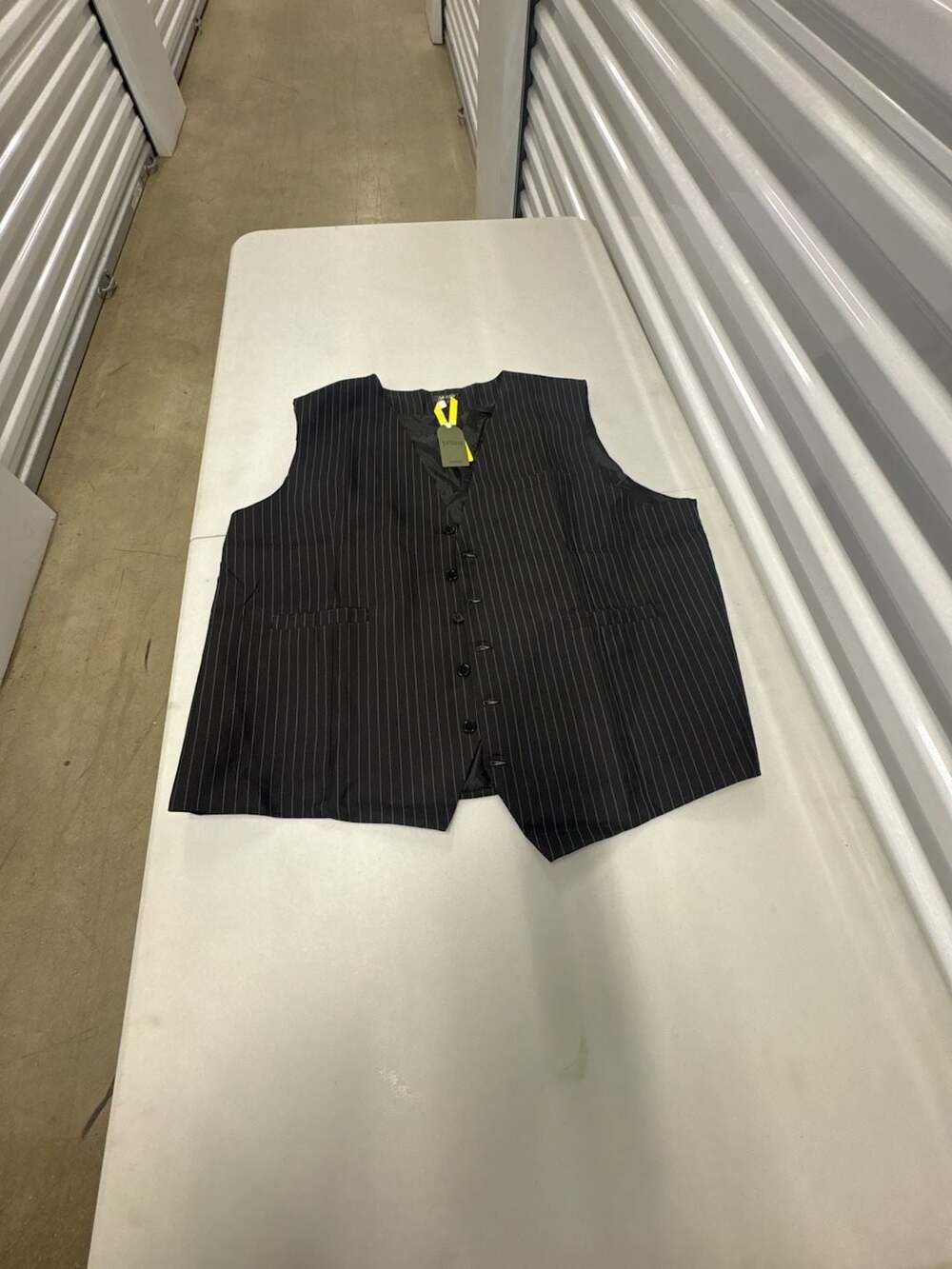 Yessa Men's 2XL Black Pinstripe Formal Vest